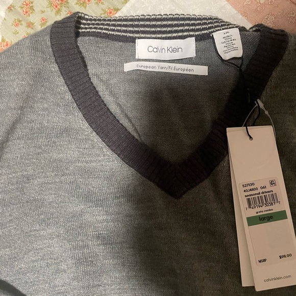 Men’s Calvin Klein Grata Combo Large Sweater NWT GRAY & orange - Picture 3 of 3